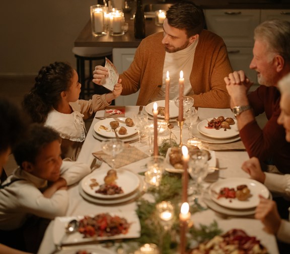 family coming together for Thanksgiving